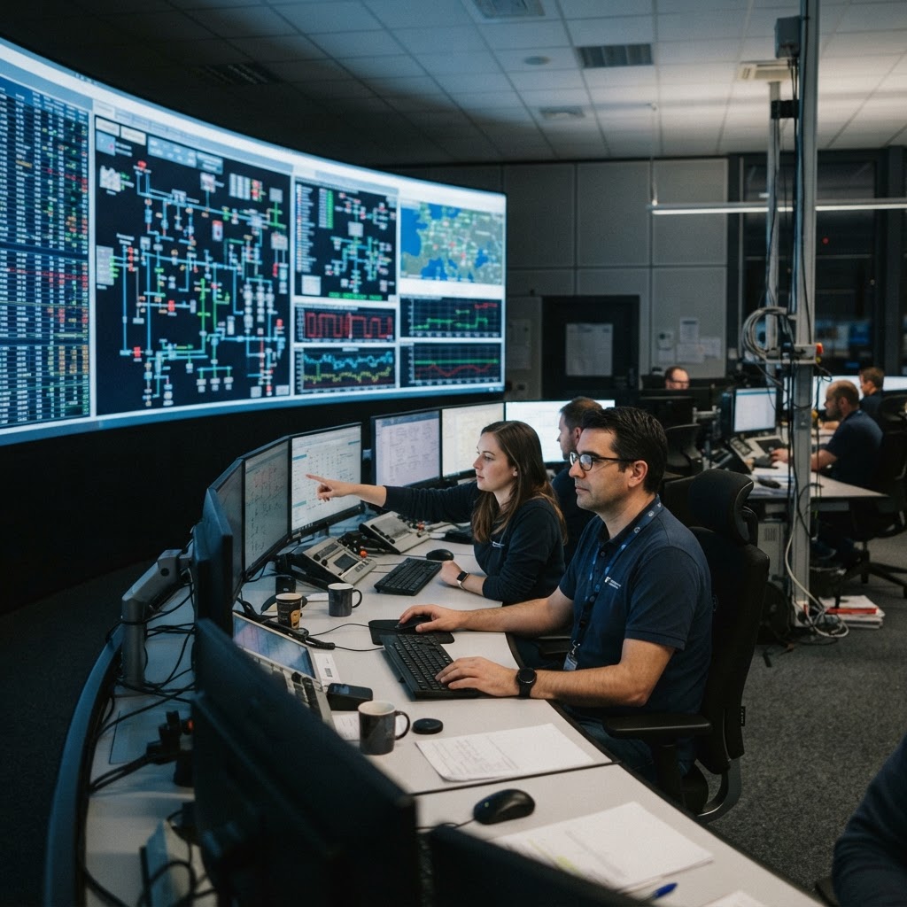 Sala de control de un operador del mercado eléctrico.