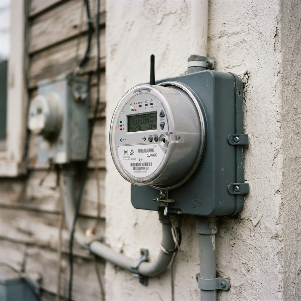 Contador inteligente de electricidad instalado en una vivienda